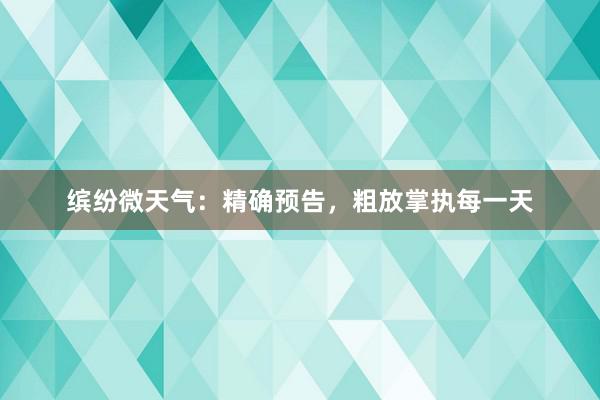 缤纷微天气：精确预告，粗放掌执每一天